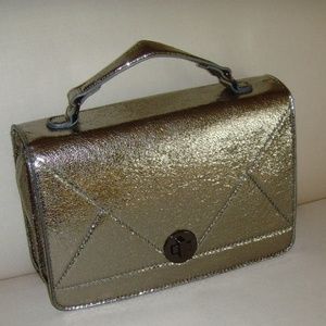 NEW! DESIGN LAB Lord & Taylor Metallic Pewter/Gunmetal Handbag